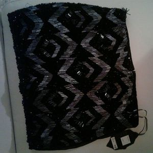 Black formal mini skirt with beaded